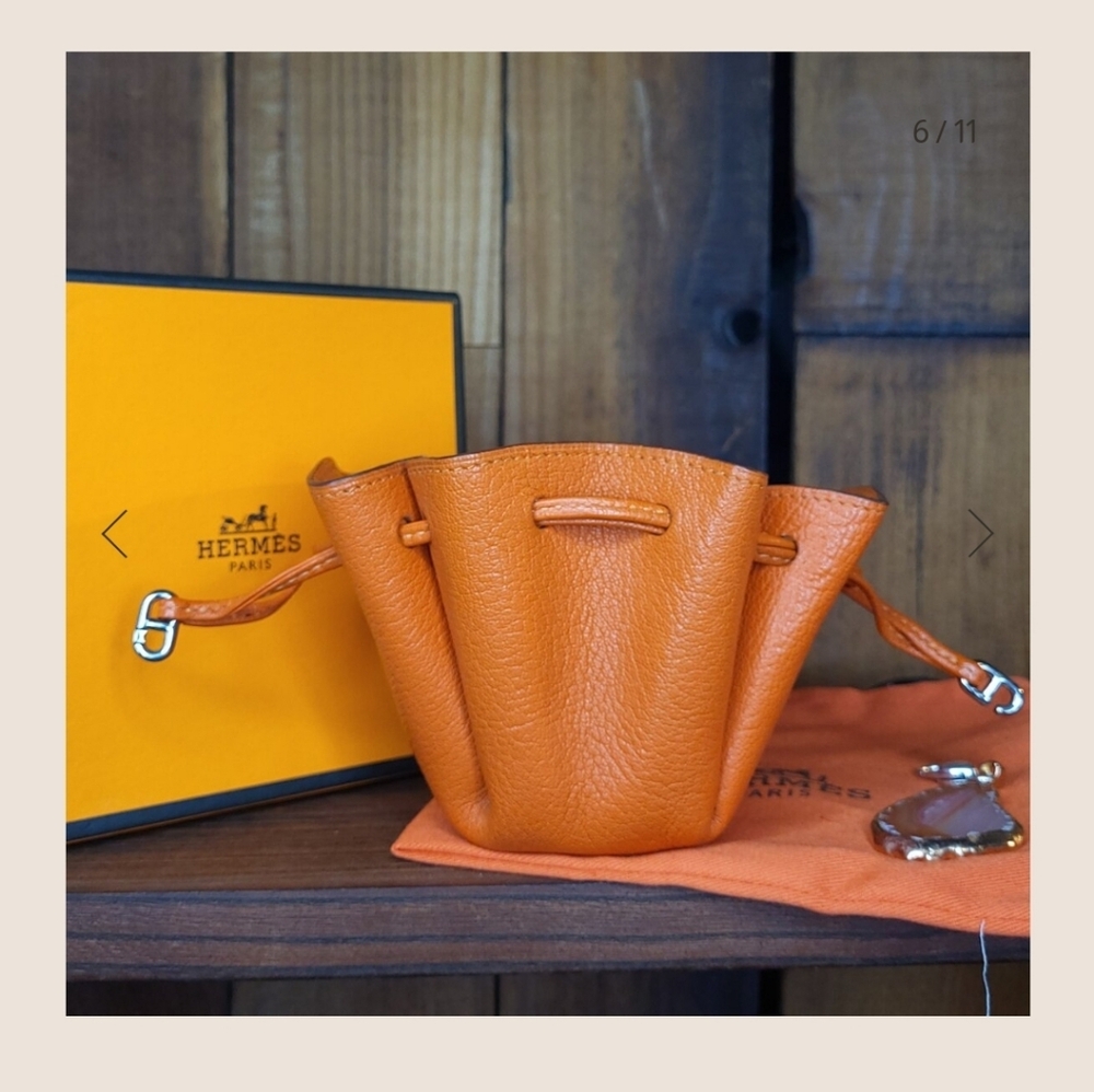Hermes Gulliver Vespa Mini Bag circa Orange Leather Gold Plated